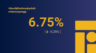 Վերաֆինանսավորման տոկոսադրույքն իջեցվել է 0.25 տոկոսային կետով (Դրամավարկային քաղաքականության հաղորդագրություն)